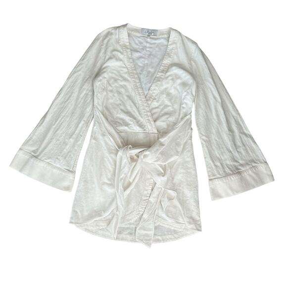 L'Academie Revolve Women’s The Janeiro Tie Front Bell Sleeve White Mini Dress XS - Picture 2 of 13